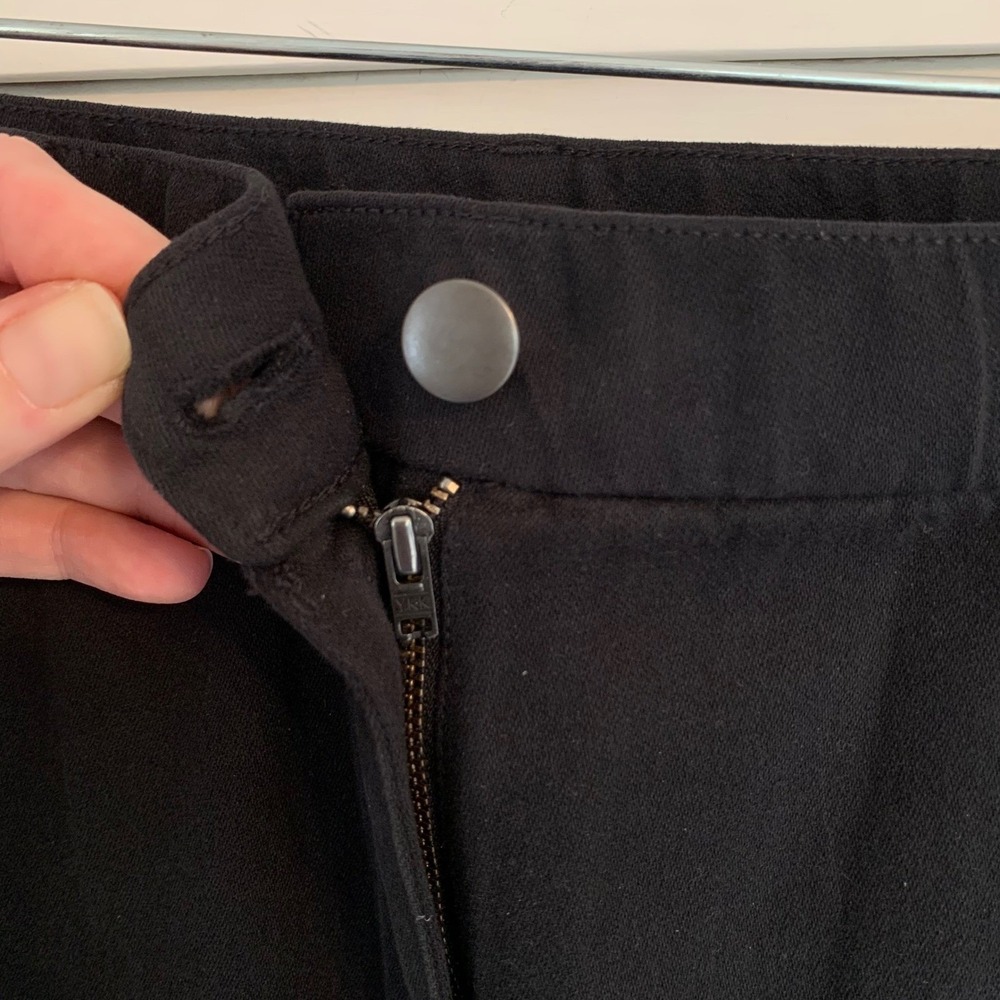 EILEEN FISHER Black Organic Cotton Straight Leg Ankle Pants Womens L Minimalist - Picture 4 of 13